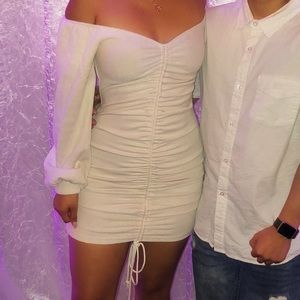 Off the Shoulder Cream Mini Dress - Size M